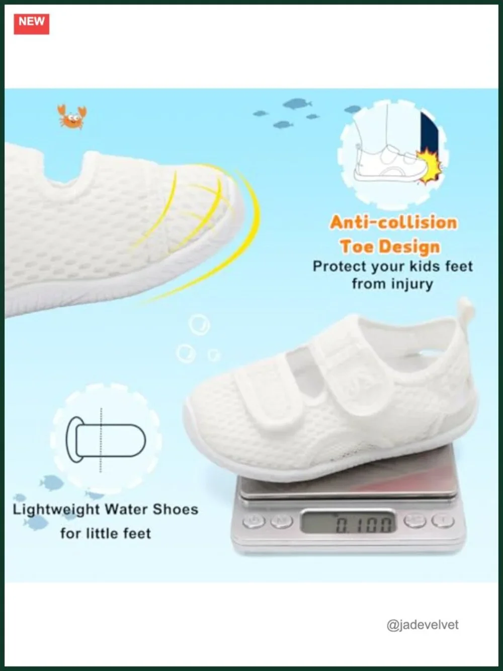 Toddler Water Shoes Swim Beach Sandals with Hook & Loop Closure